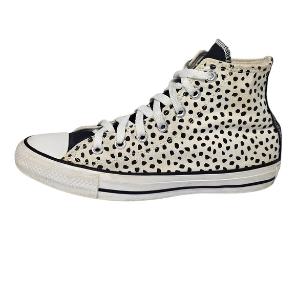 Converse Shoes - Converse Black and Cream Polka Dot High-Tops Sz 8